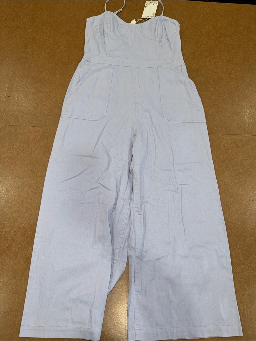 NWT • Chelsea & Violet Light Blue Spaghetti Strap Wide-Leg Jumpsuit • Size 10